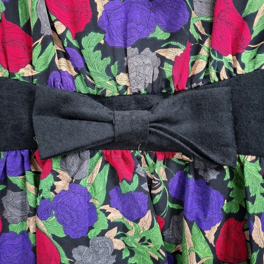 Vintage 80s Se Lah Skirt Suit 12 Bold Red Purple Floral Peplum Blazer‎ 2 Piece